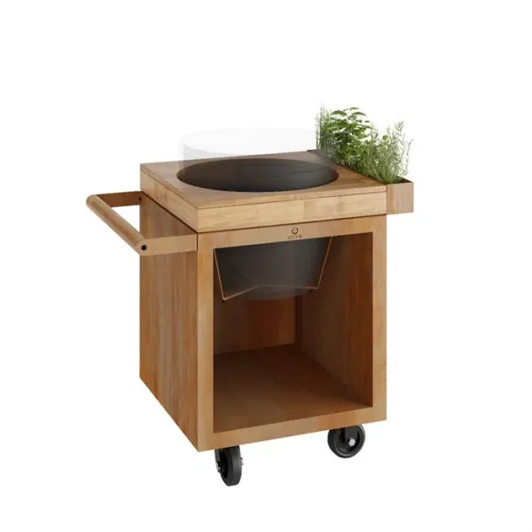 OFYR Kamado Table Corten 65 Pro Teak Wood BGE