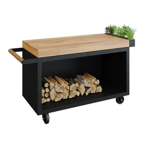 OFYR Mise en Place Table Black Pro 135 Teak Wood