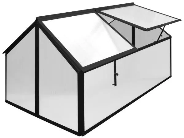 Minidrivhus sort 4 åbninger 120x80x67cm